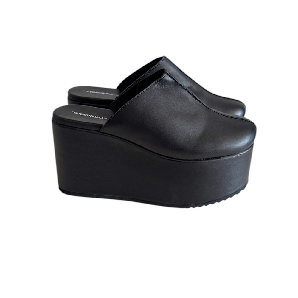 Intentionally Blank Black Kim Flatform Heel Chunky Platform Mules size 39 EU